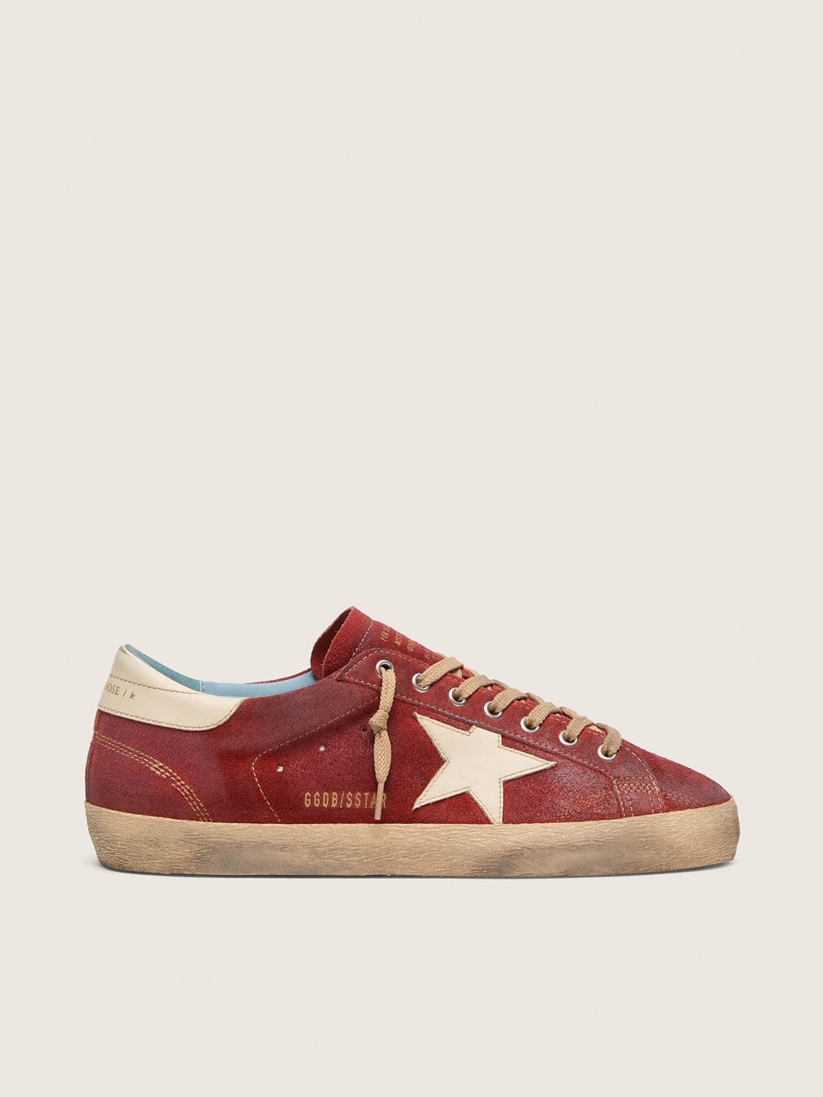 Golden Goose - Super-Star Herren aus rotem Rauleder mit cremefarbenem Lederstern in 