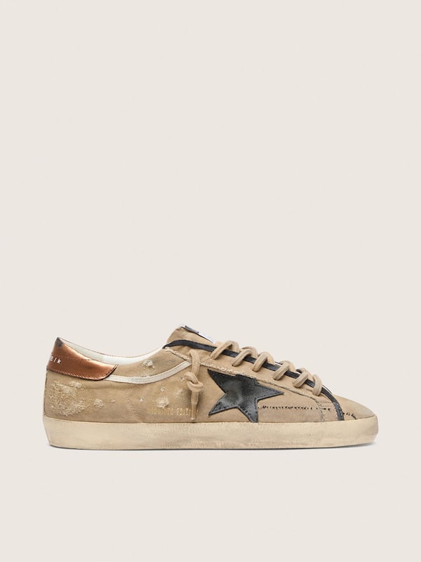 Golden Goose - Super-Star LTD pour homme en toile beige avec &eacute;toile en cuir noir in 