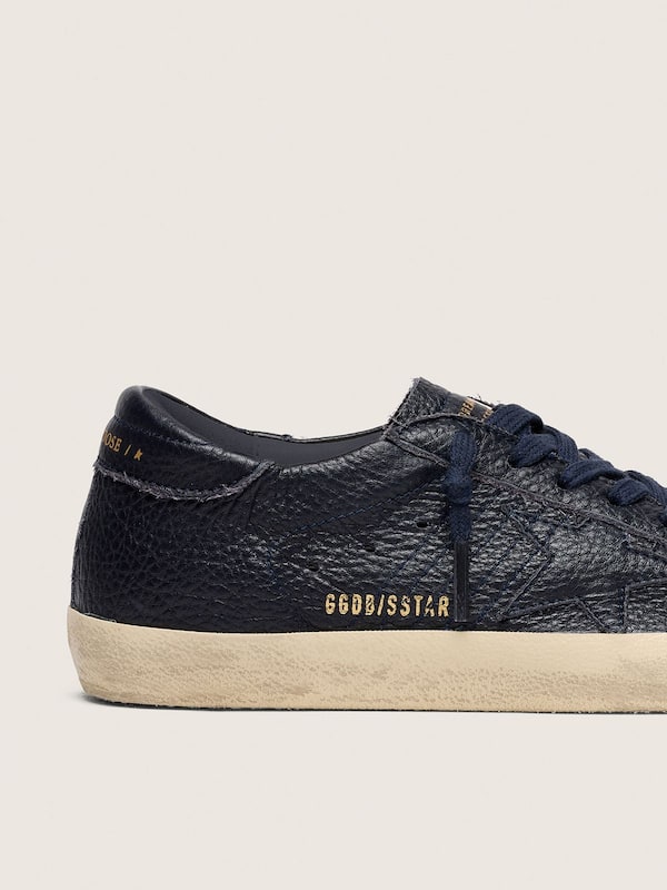 Golden Goose - Men's Super-Star in navy-blue leather with tone-on-tone leather star in 