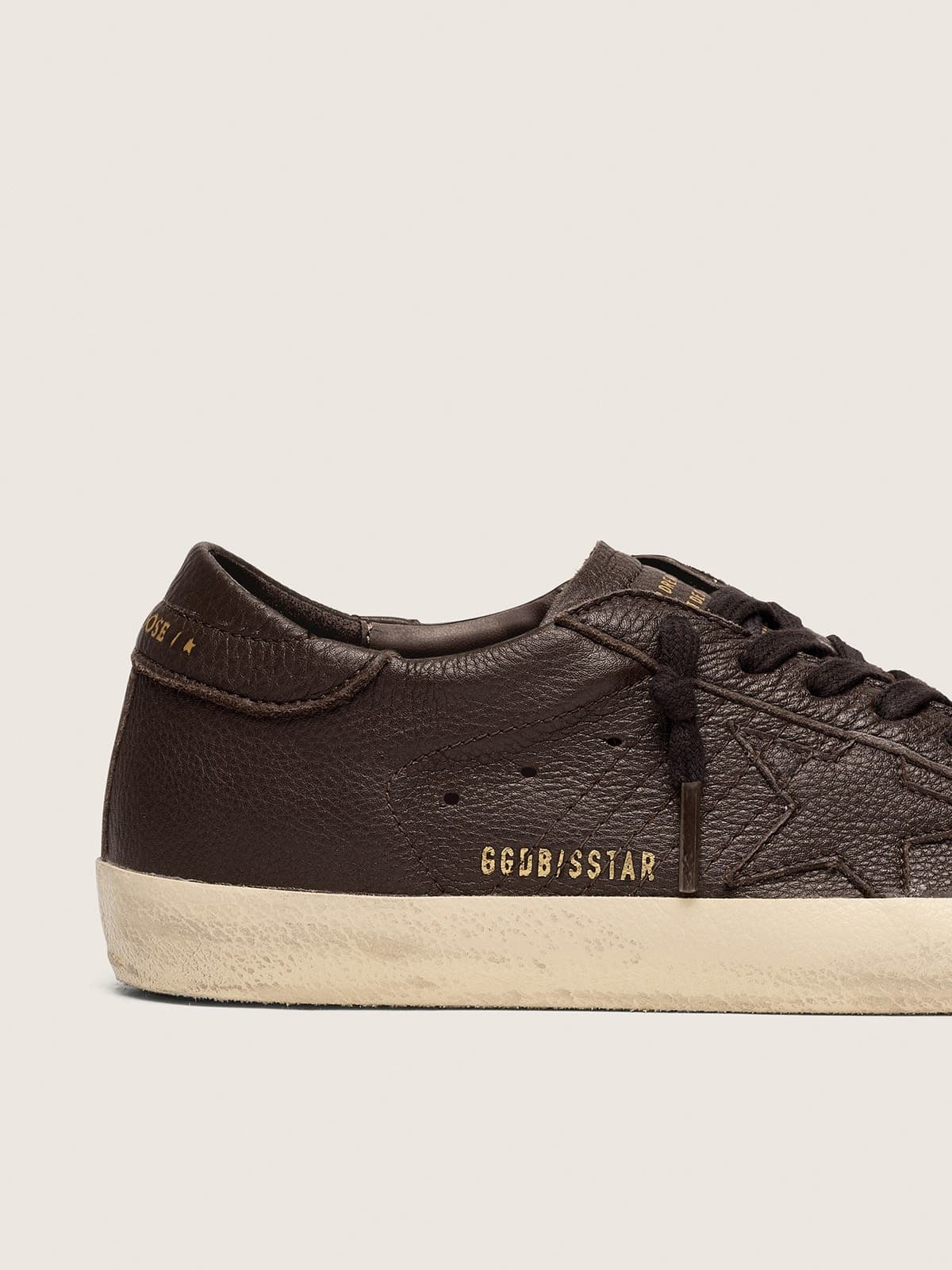 Golden Goose - 남성 톤온톤 레더 스타 다크 브라운 레더 슈퍼스타 in 