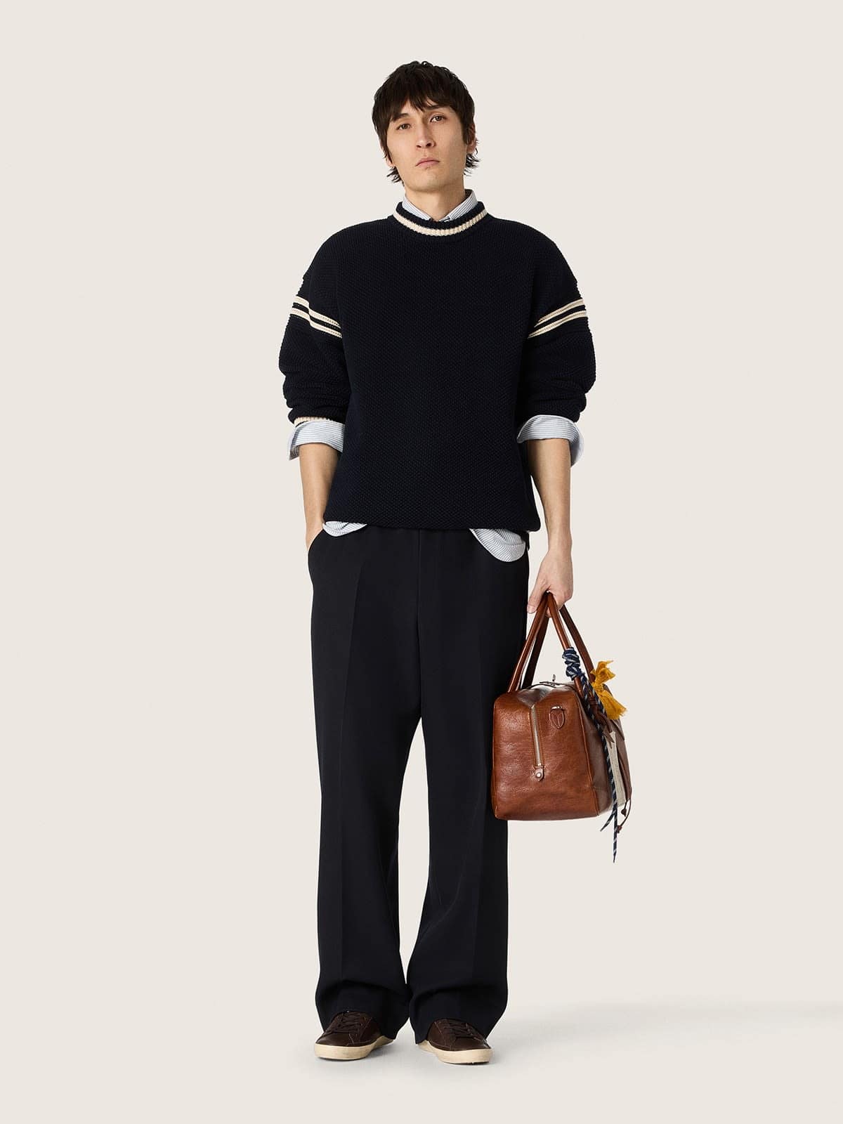 Golden Goose - 남성 톤온톤 레더 스타 다크 브라운 레더 슈퍼스타 in 