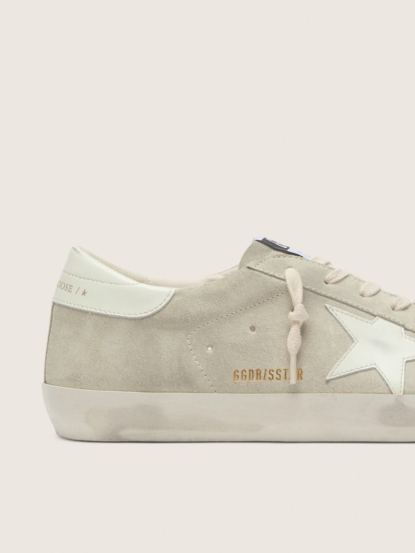 Golden Goose - Men&rsquo;s Super-Star in light gray suede with white leather star in 