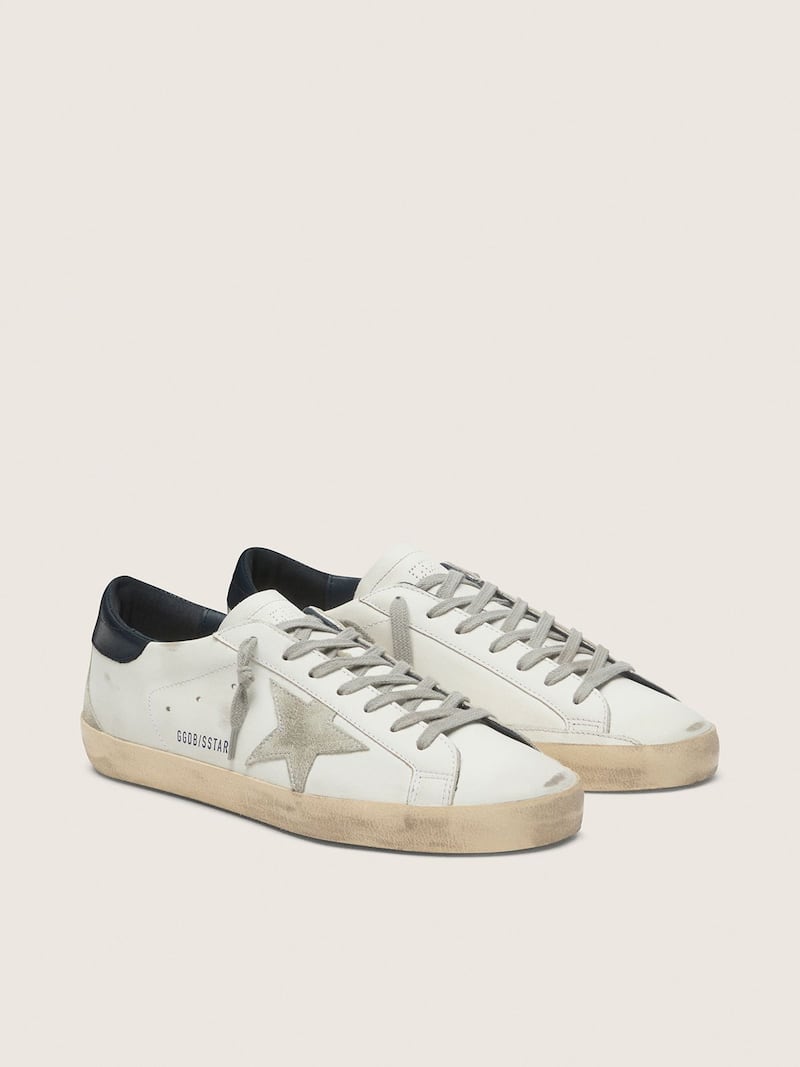 Golden Goose - Men's Super-Star with suede star and blue heel tab in 