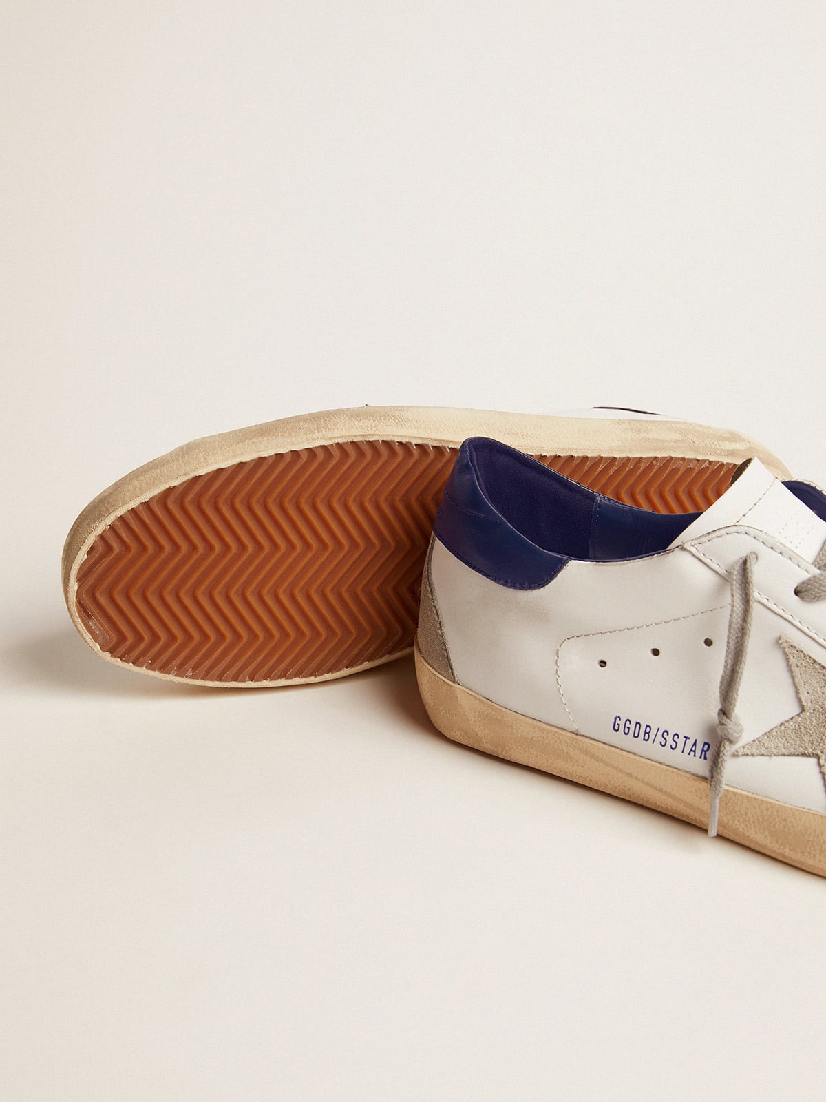 Golden Goose - Men's Super-Star with suede star and blue heel tab in 