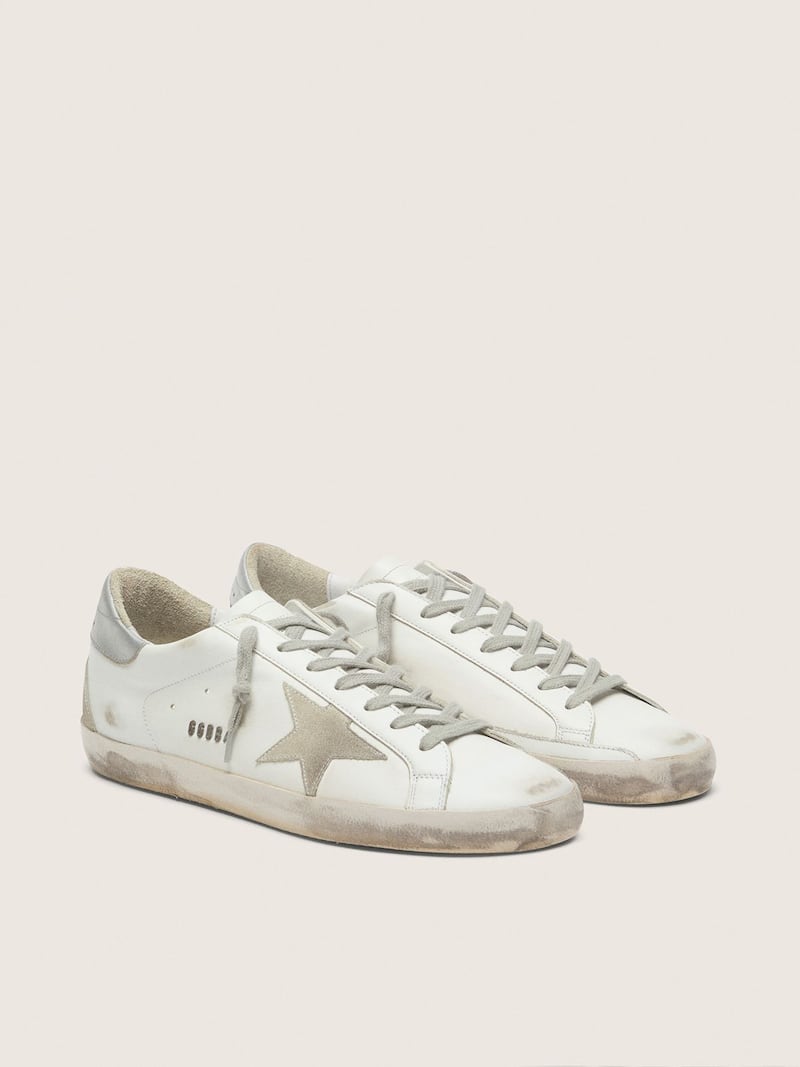 Golden Goose - Super-Star homme avec contrefort argent&eacute; et lettrage in 