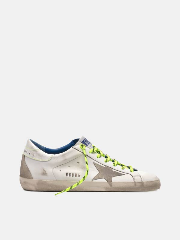 Super-Stars sneakers with neon-yellow hiking laces