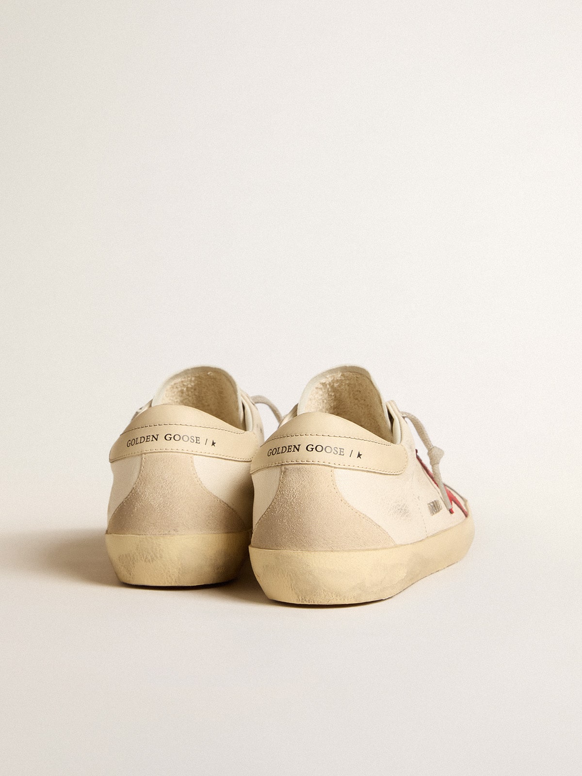 Golden Goose - Men's Super-Star in nappa with red star and cream leather heel tab in 