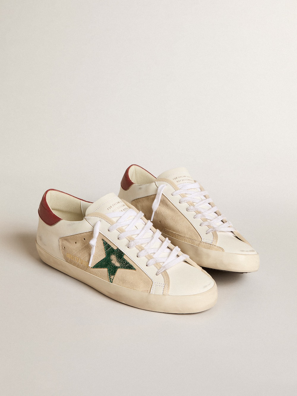 Golden Goose - Super-Star LTD in suede with green metallic star and red heel tab in 