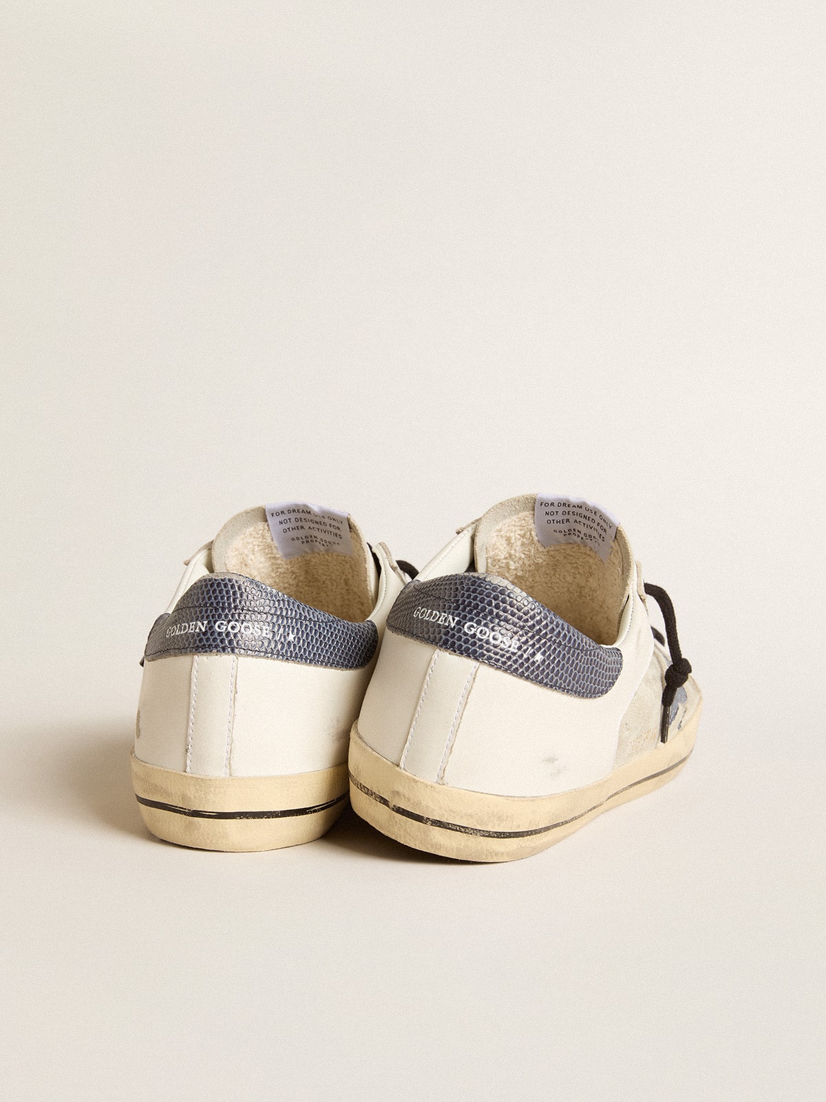 Golden Goose - Super-Star in leather and suede with blue lizard-print leather star in 