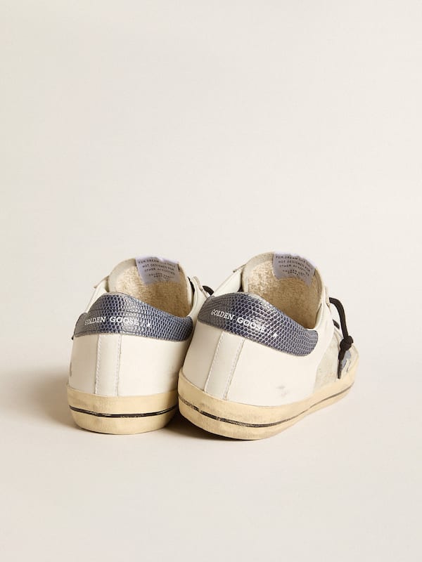 Golden Goose - Men's Super-Star in leather and suede with blue lizard-print leather star in 