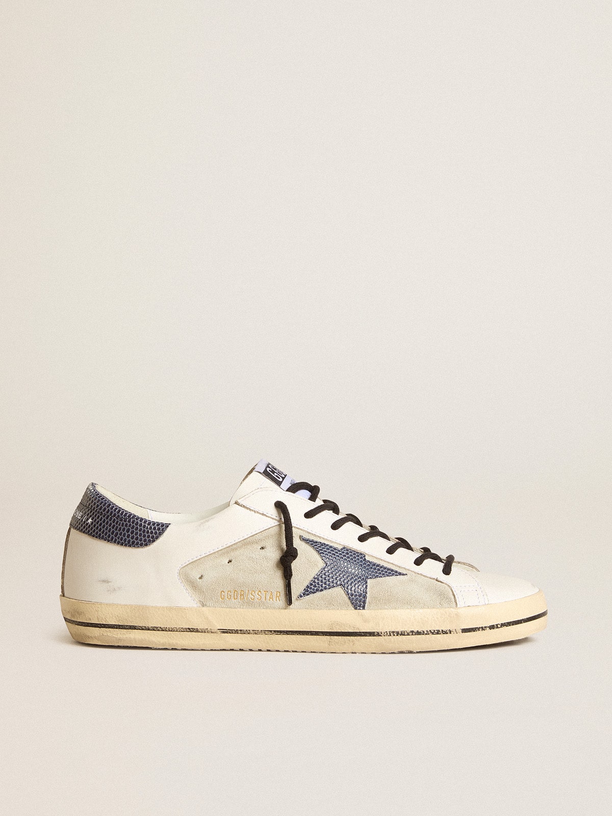 Golden Goose - Super-Star in pelle e suede con stella in pelle con stampa lucertola blu in 