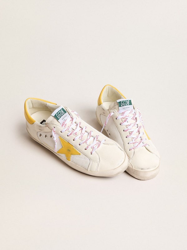 Golden Goose - Men’s Super-Star in mesh and nappa leather with yellow leather star and heel tab in 