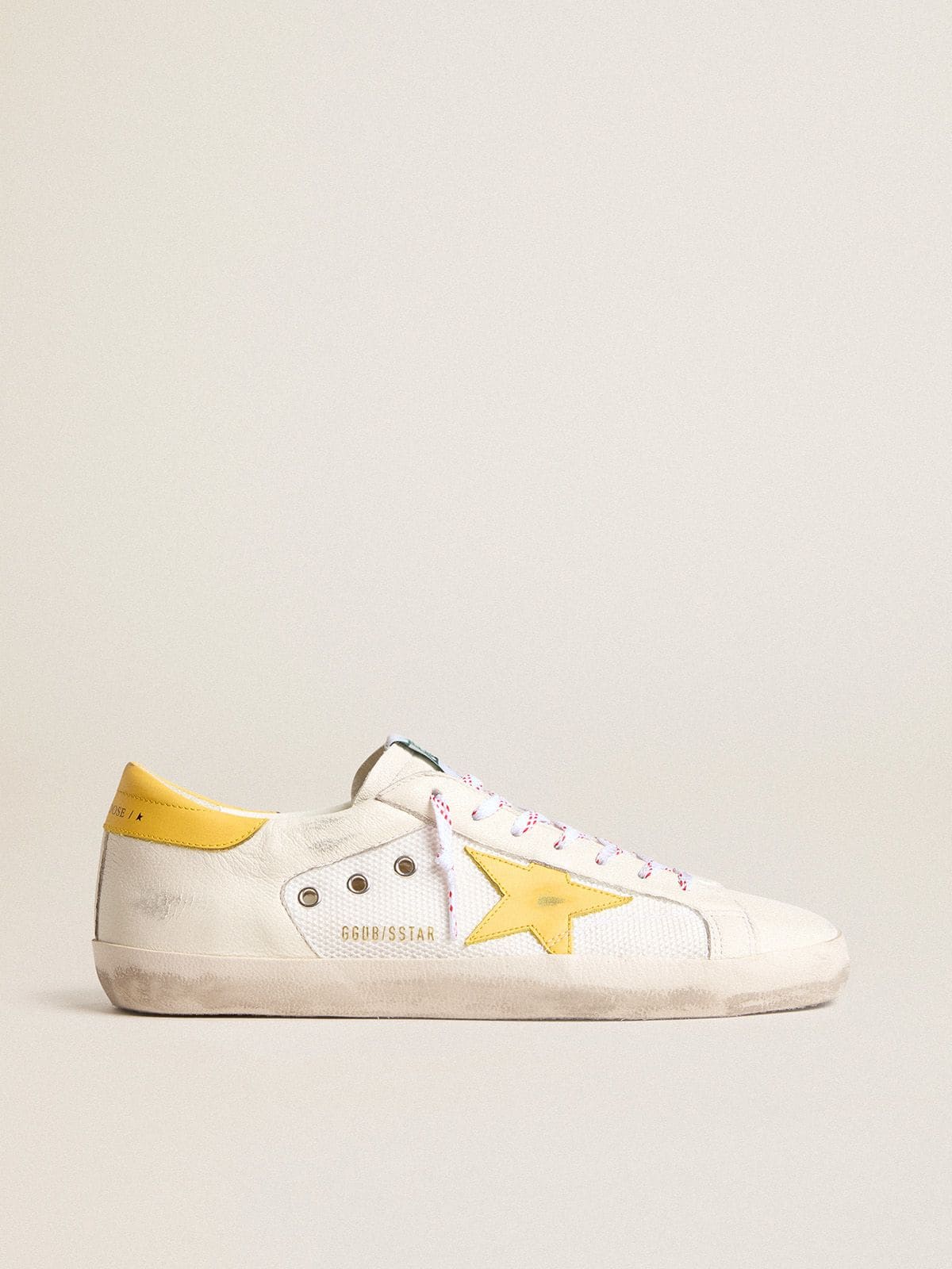 Golden Goose - Men’s Super-Star in mesh and nappa leather with yellow leather star and heel tab in 