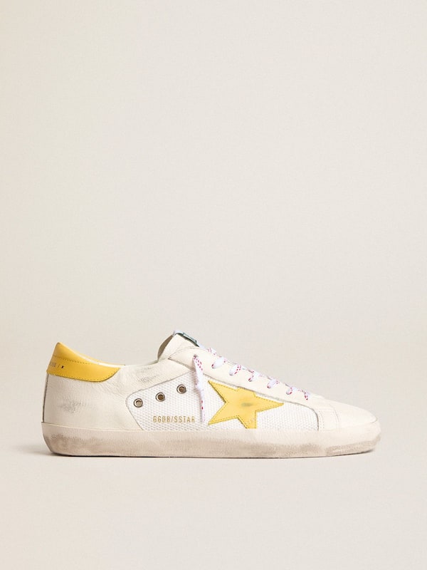 Golden Goose - Men’s Super-Star in mesh and nappa leather with yellow leather star and heel tab in 
