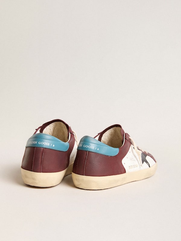 Golden Goose - Men’s Super-Star in crackle leather with brown star and teal heel tab in 