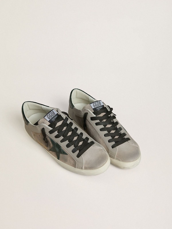 Men's Super-Star in nappa and suede with green croc-print leather star