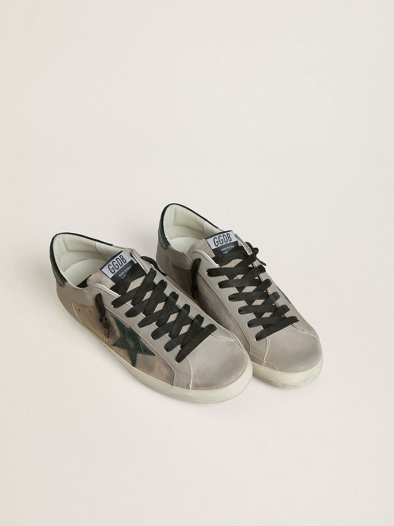 Golden Goose - Super-Star de hombre de napa y ante con estrella de piel estampado cocodrilo verde in 