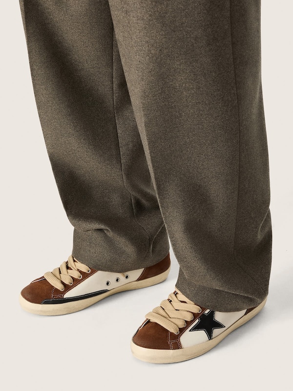 Golden Goose - Men's Super-Star in white leather and brown suede with black leather star in 