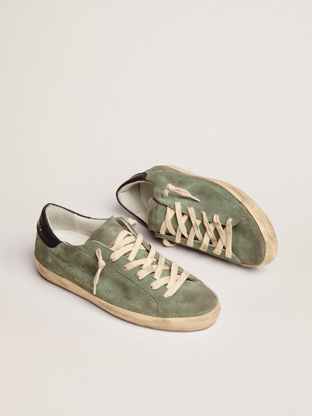 Golden Goose - Men's Super-Star in military green suede with perforated star in 