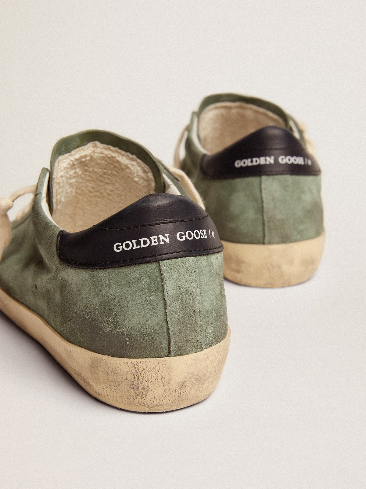 Golden Goose - Men's Super-Star in military green suede with perforated star in 