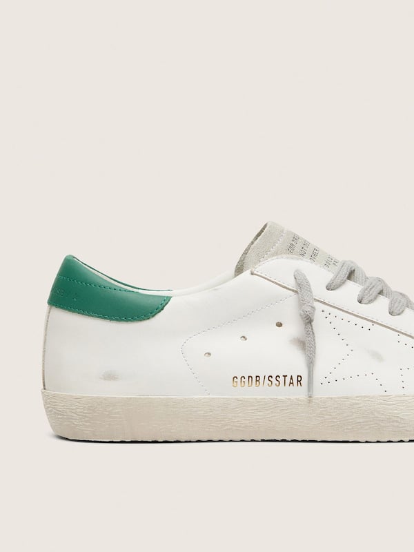 Golden Goose - Men’s Super-Star with perforated star and green heel tab in 