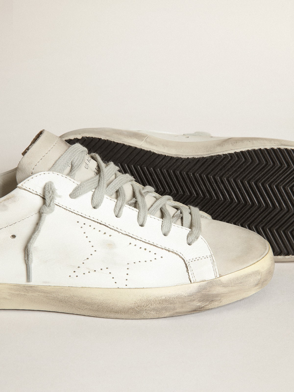 Men's Super-Star with perforated star and ice-gray heel tab | Golden Goose