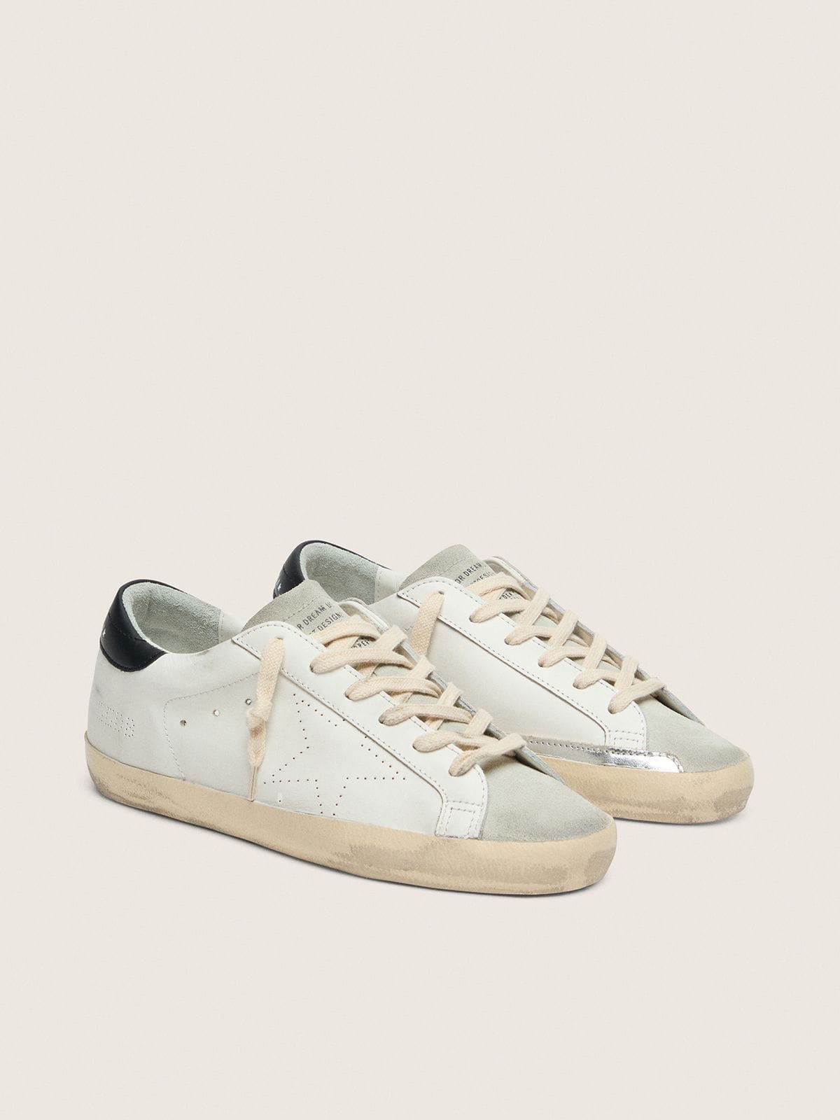 Golden Goose - Men's Super-Star in white leather with perforated star in 