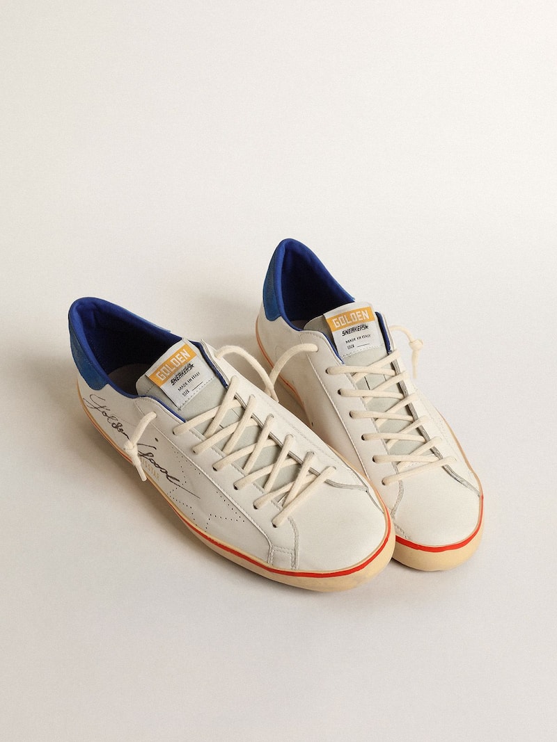 Golden Goose - Super-Star de hombre con estrella perforada y refuerzo del tal&oacute;n de ante azul in 