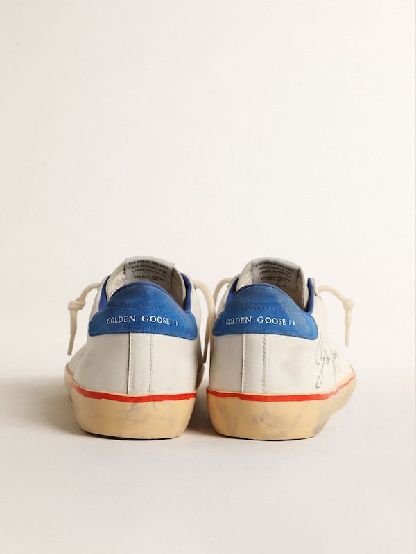 Golden Goose - Men’s Super-Star with perforated star and blue suede heel tab in 