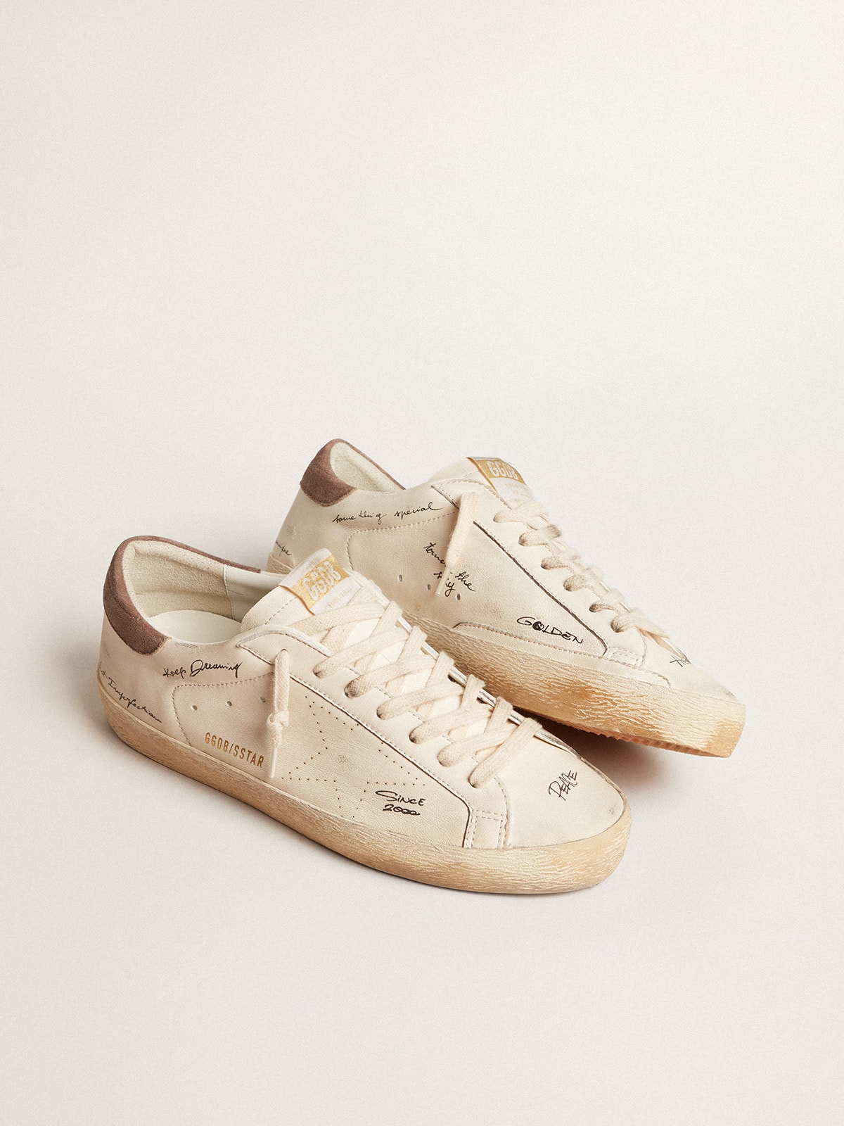 Golden Goose - Super-Star homme en nappa avec étoile ajourée et contrefort en daim in 