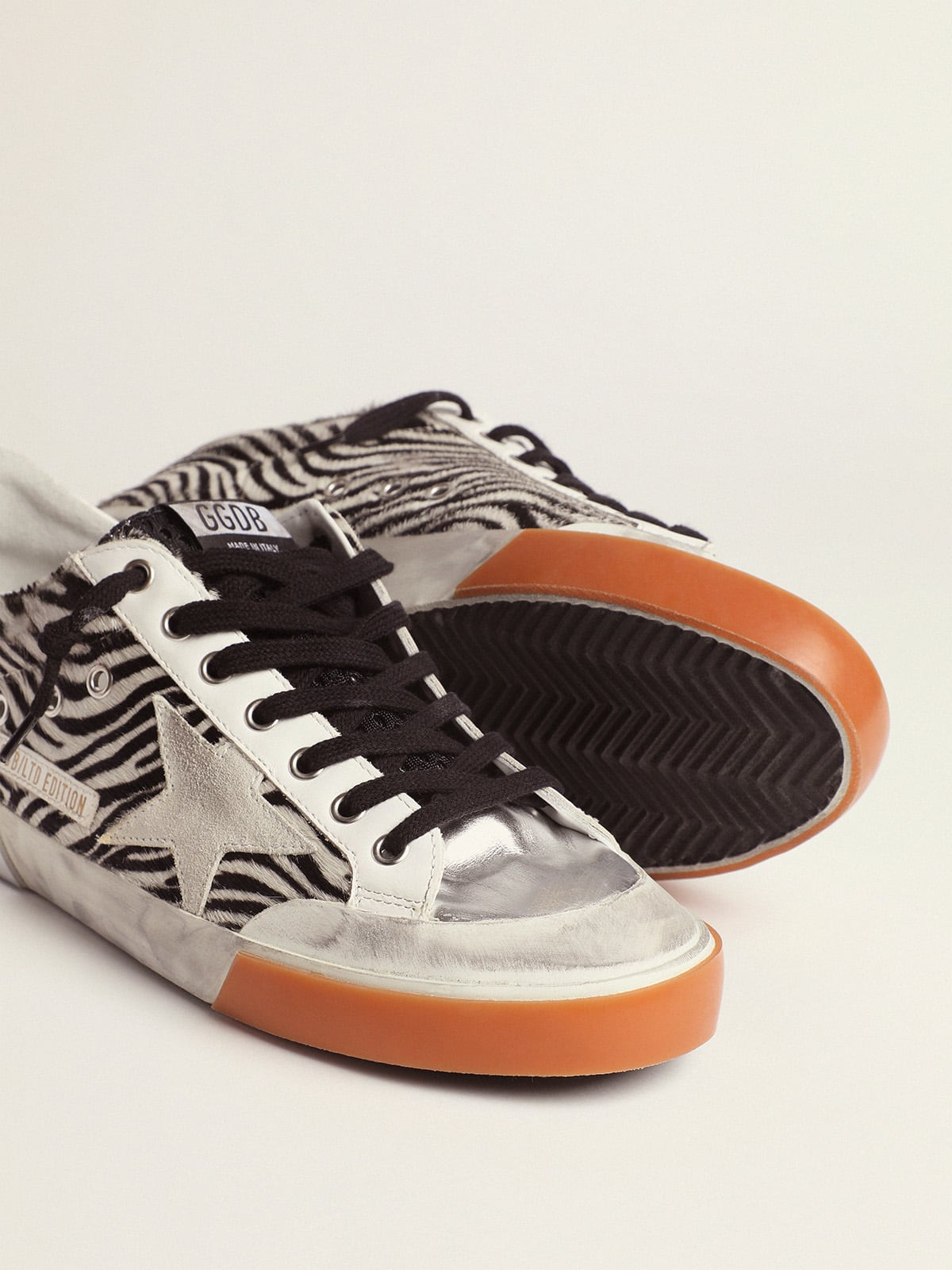 Golden Goose - LAB Limited Edition Super-Star uomo zebrate con linguetta in mesh in 