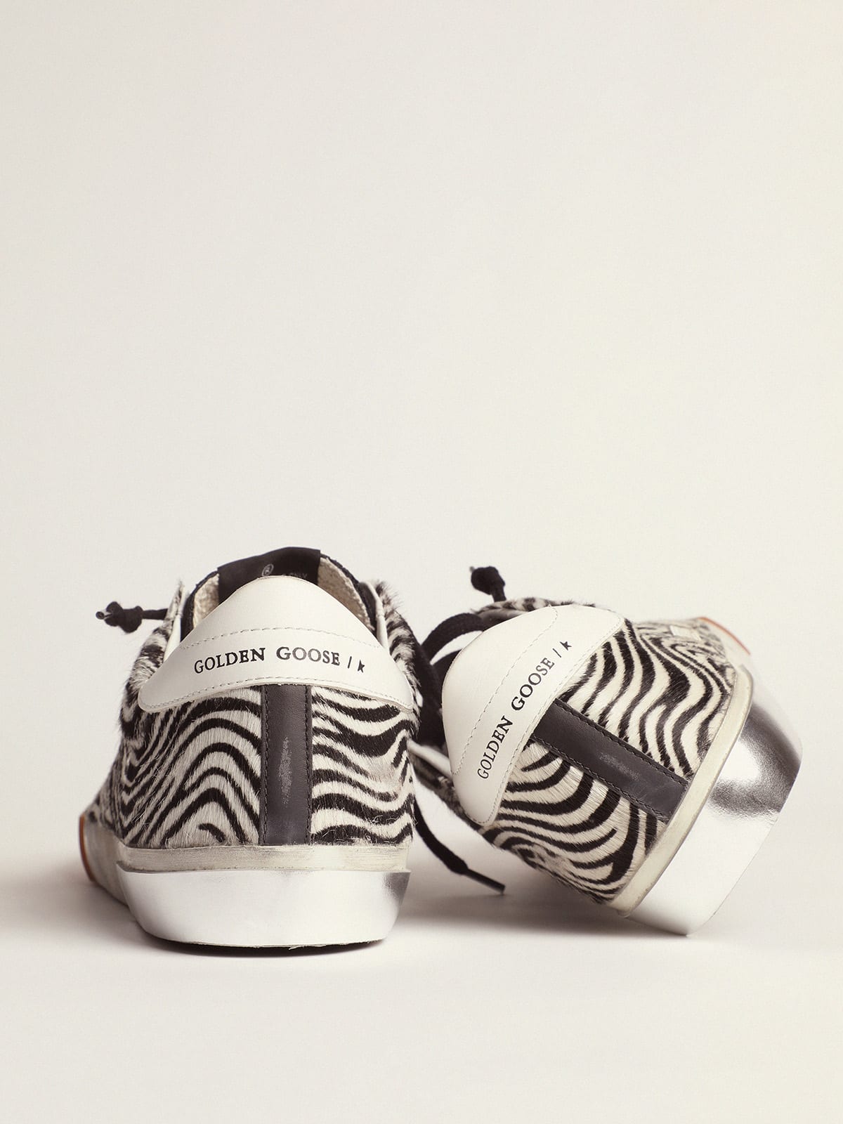 Golden Goose - Men's Limited Edition LAB zebra-print Super-Star sneakers with mesh tongue in 