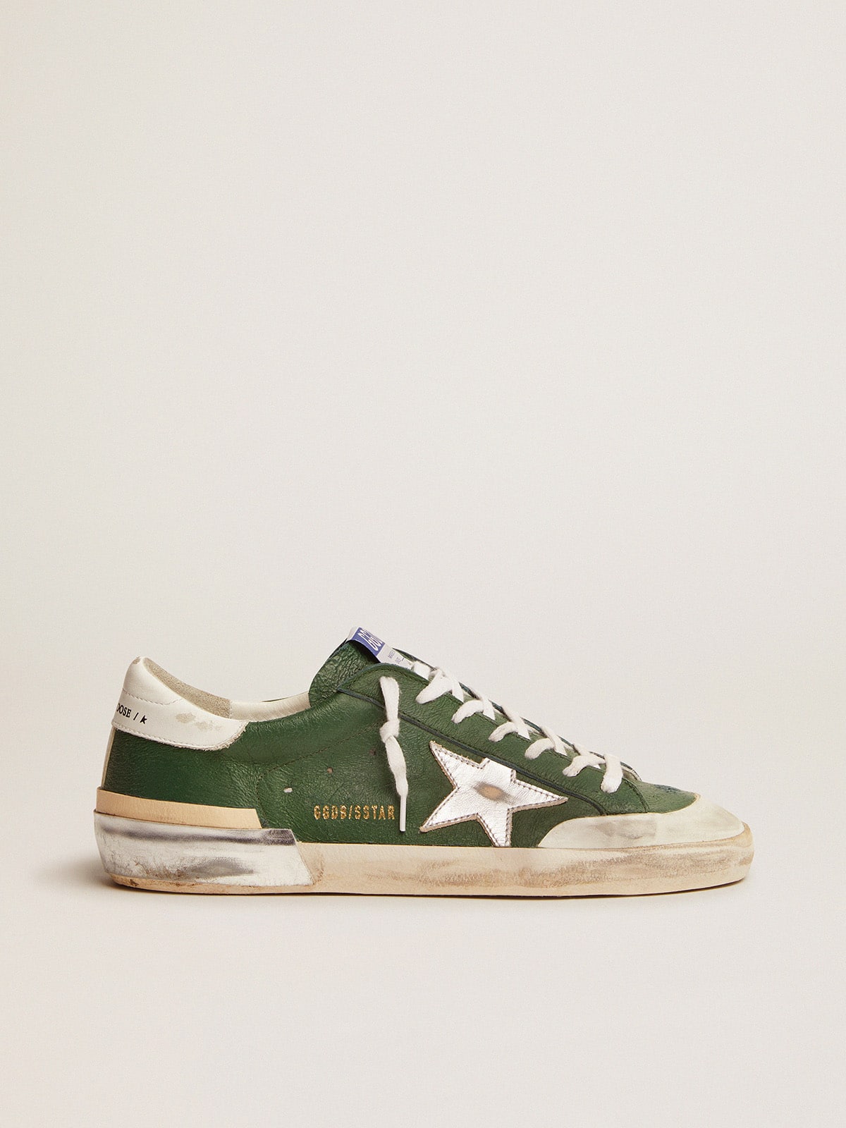 スニーカー GOLDEN GOOSE Men Sneakers Green Men's Super-Star in green leather and multifoxing