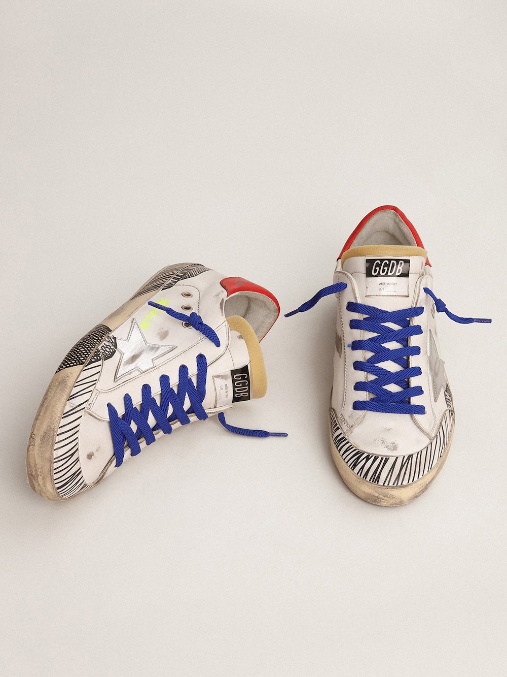 SuperStar LAB sneakers in white leather and multifoxingeffect print