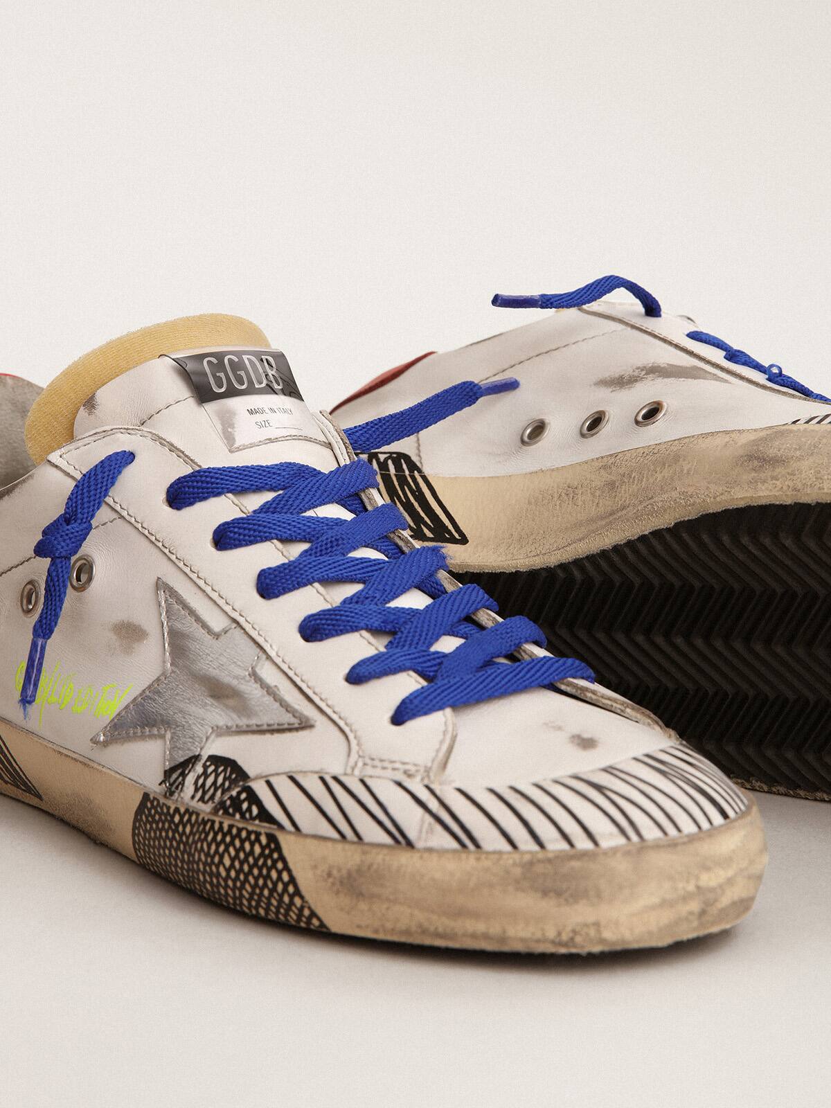 SuperStar LAB sneakers in white leather and multifoxingeffect print