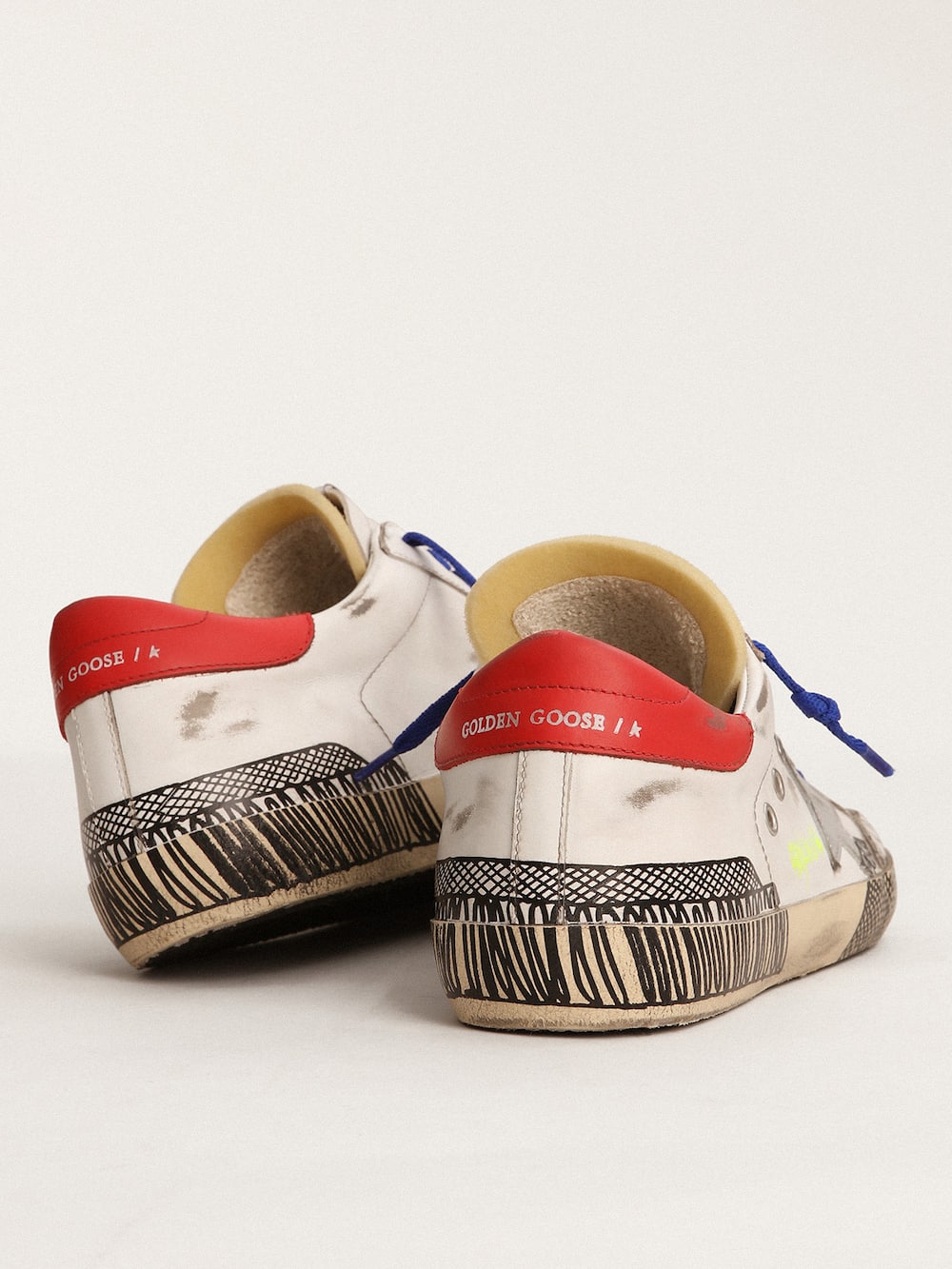 SuperStar LAB sneakers in white leather and multifoxingeffect print