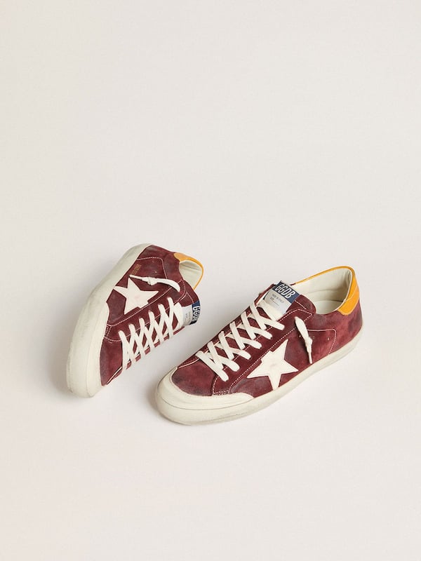 Golden Goose - Men’s Super-Star in brick-red suede with white leather star and animal-print heel tab in 