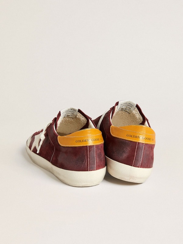 Golden Goose - Men’s Super-Star in brick-red suede with white leather star and animal-print heel tab in 