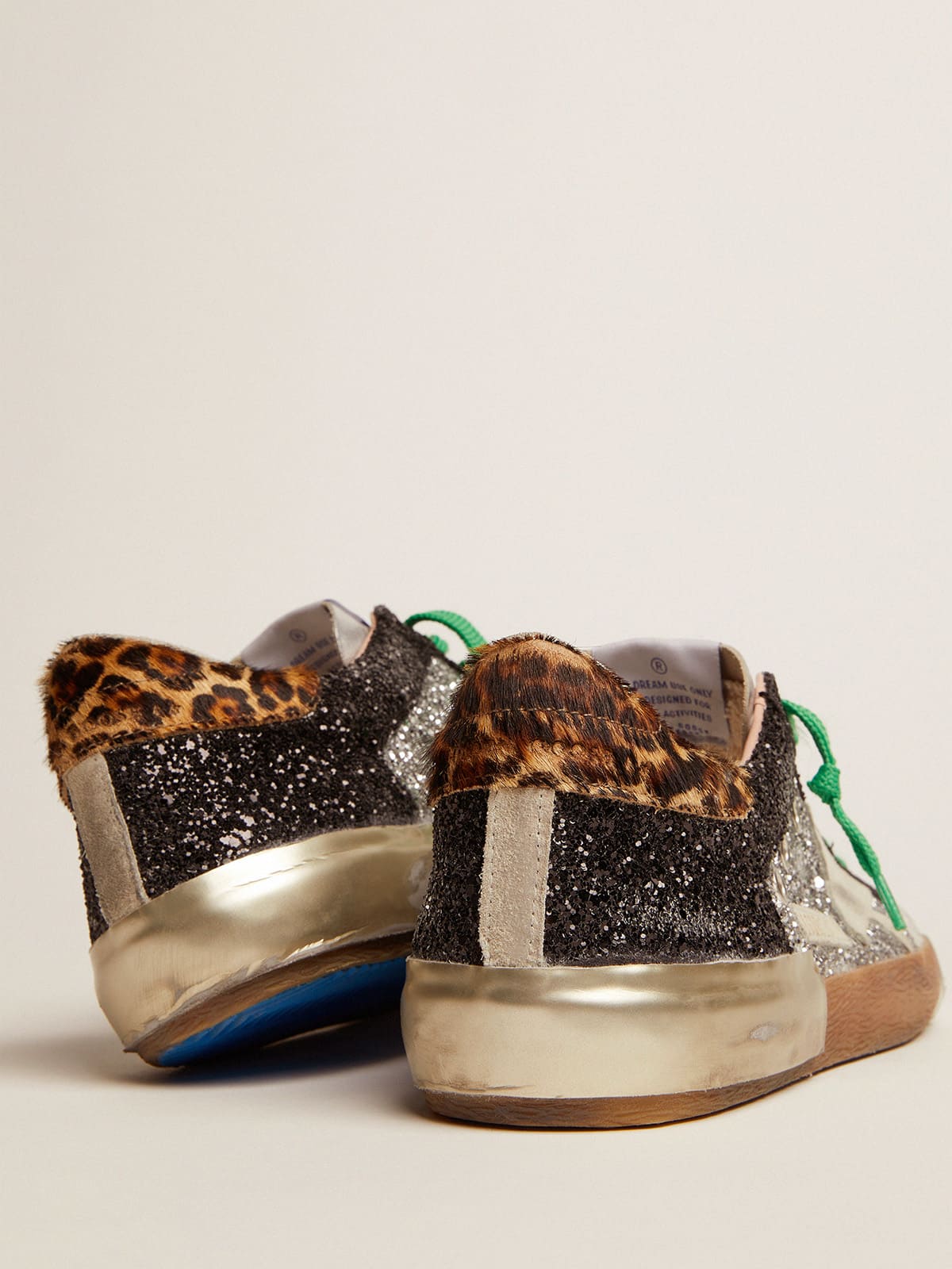 Golden Goose - Super-Star sneakers in black and silver glitter with multi-foxing in 