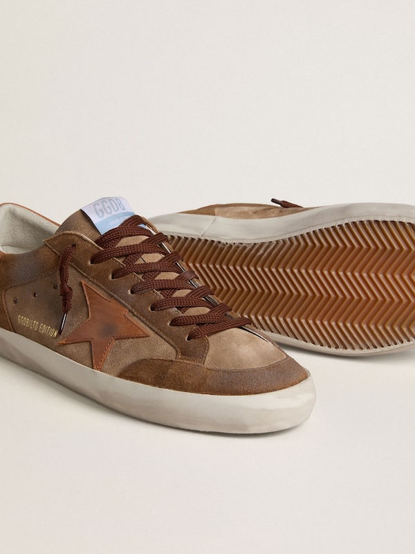 Golden Goose - Men's Super-Star in brown suede with tan leather star and heel tab in 