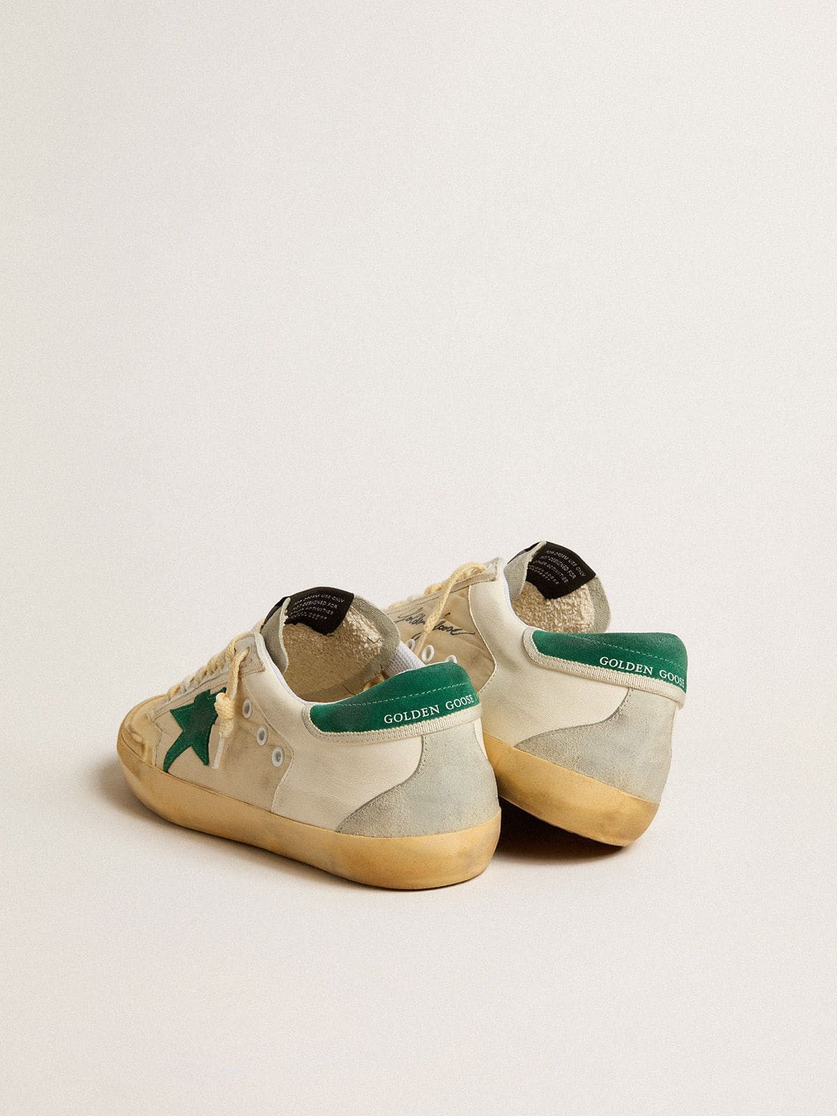 Golden Goose - Super-Star Penstar pour homme en cuir nappa et nylon avec étoile et contrefort en cuir velours vert in 