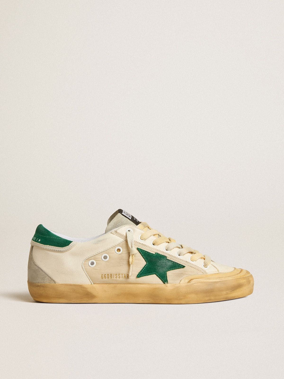 Golden Goose - Super-Star Penstar pour homme en cuir nappa et nylon avec étoile et contrefort en cuir velours vert in 