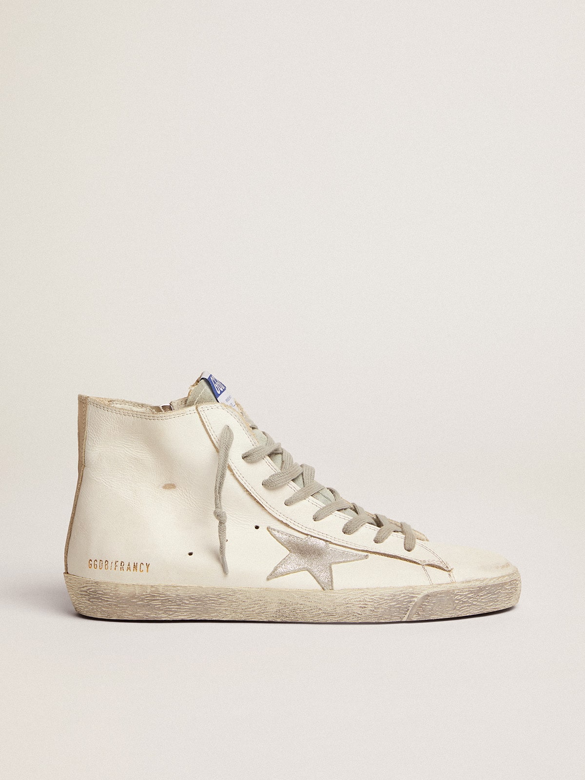 Golden Goose - Francy masculino de couro com estrela de suede prateado in 