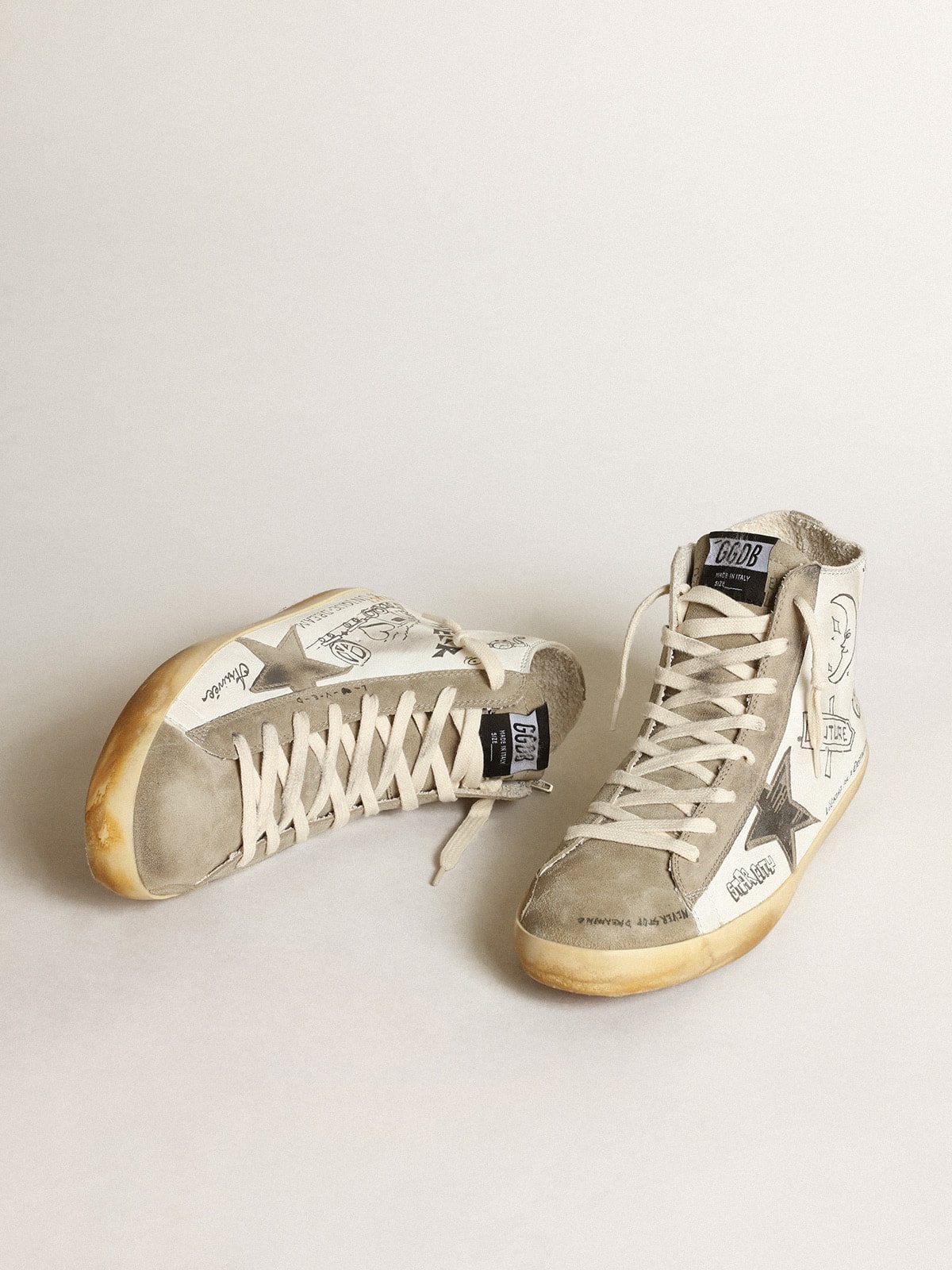 Golden Goose - Francy para hombre con inserciones de ante gris paloma y mensajes in 