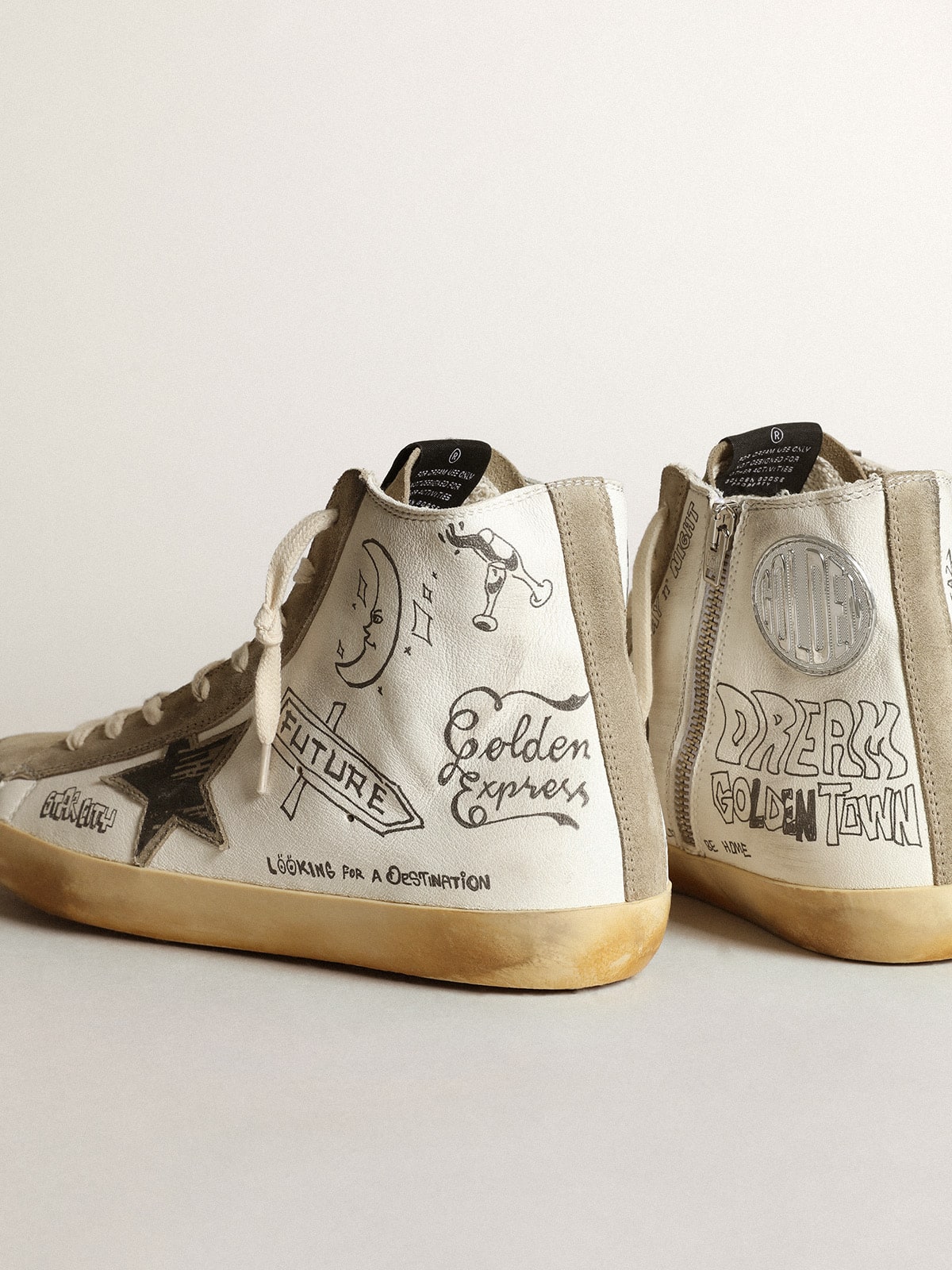 Golden Goose - Francy para hombre con inserciones de ante gris paloma y mensajes in 