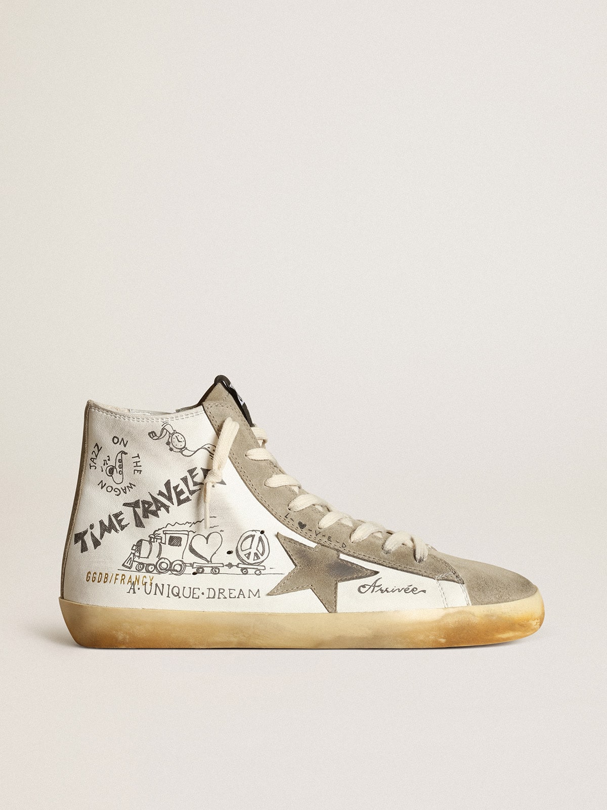 Golden Goose - Francy para hombre con inserciones de ante gris paloma y mensajes in 