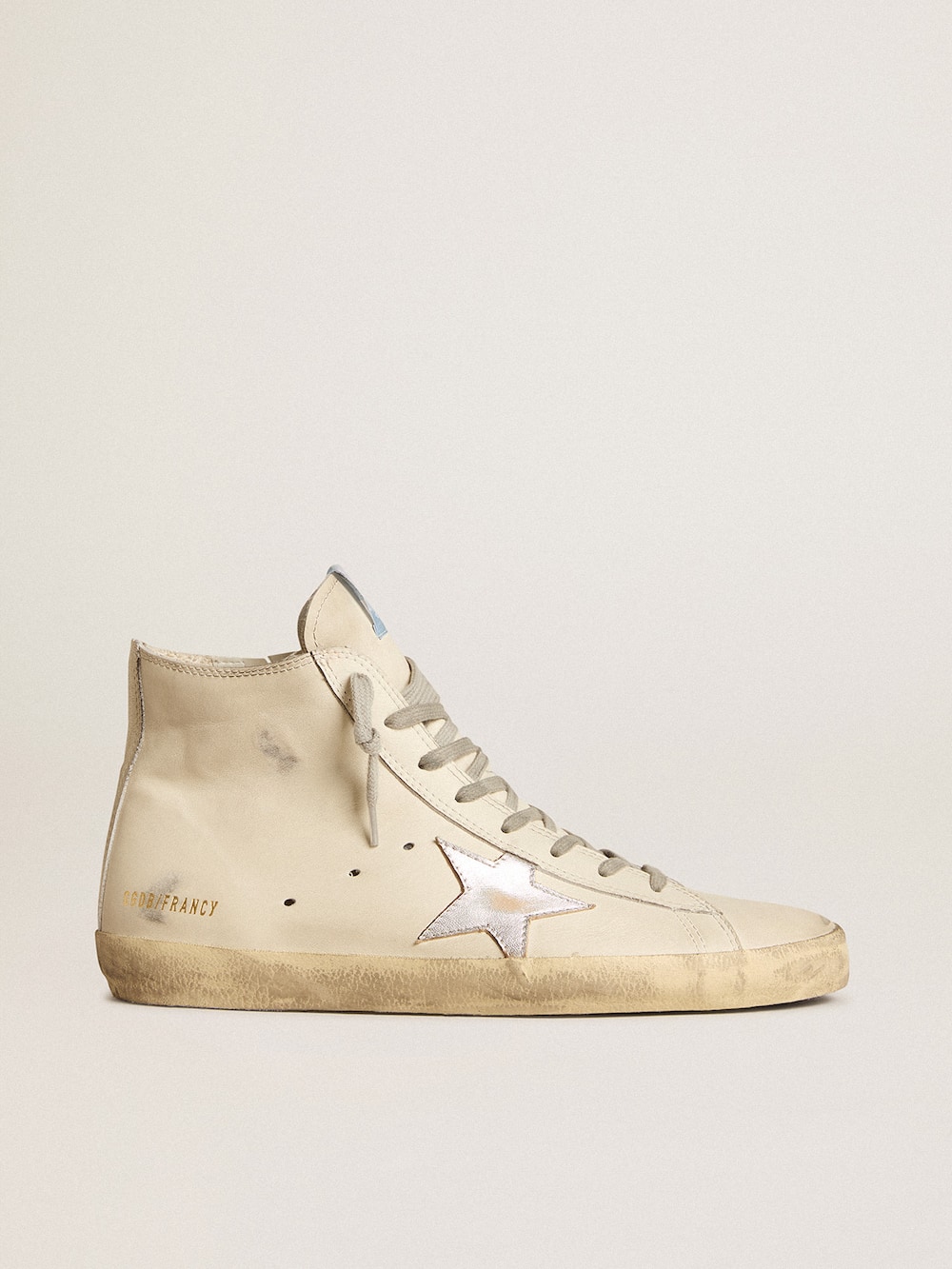 Golden Goose - Francy Penstar in white leather with silver metallic leather star in 