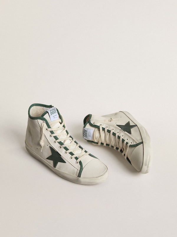 Golden Goose - Men's Francy LTD in white nappa leather with green rubber star in 