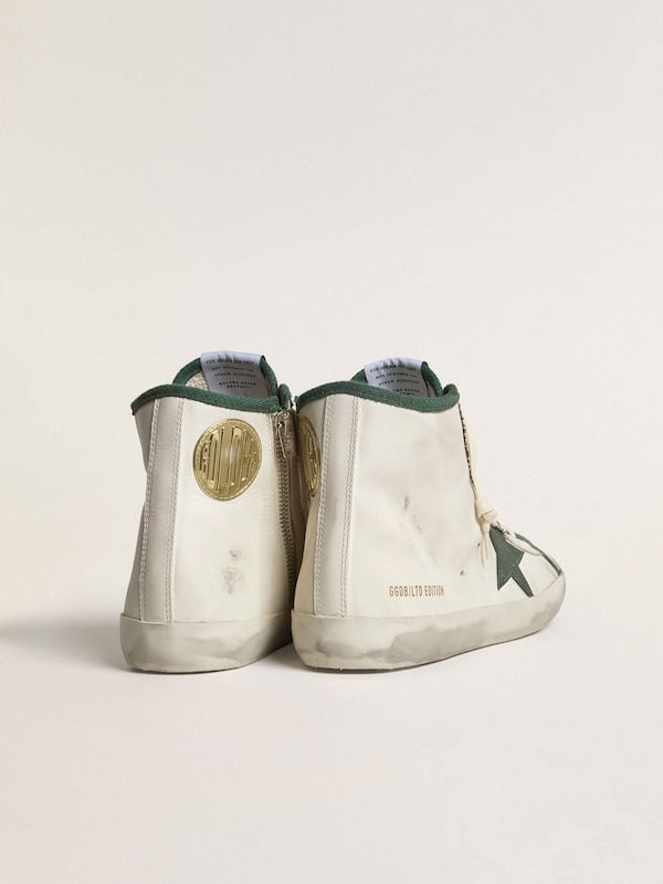 Golden Goose - Men's Francy LTD in white nappa leather with green rubber star in 