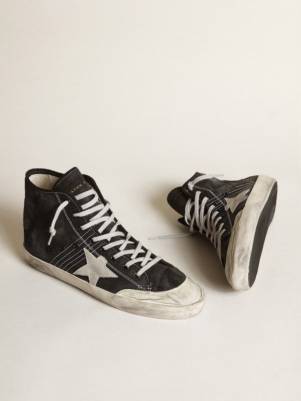 Golden Goose - Francy Penstar in black canvas with white suede star and black suede heel tab in 